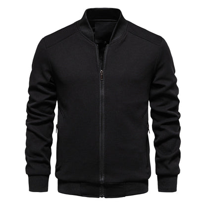 Blouson homme – Coupe slim – Tissu texturé – Fermeture zippée – Finitions côtelées
