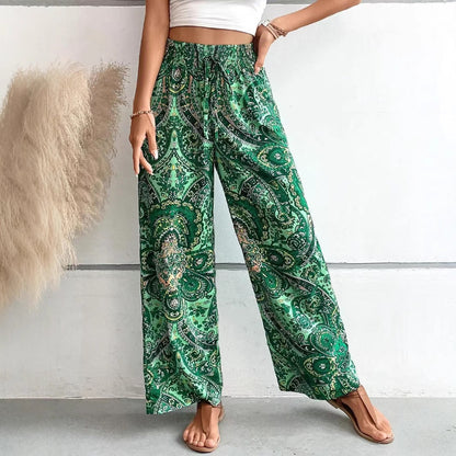 Pantalon femme large – Taille élastique – Tissu respirant – Coupe fluide confortable
