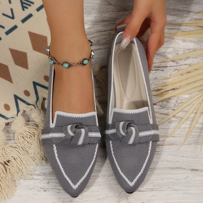 Women's flat shoes – Pointed toe – Soft knit – Elegant slip-on style