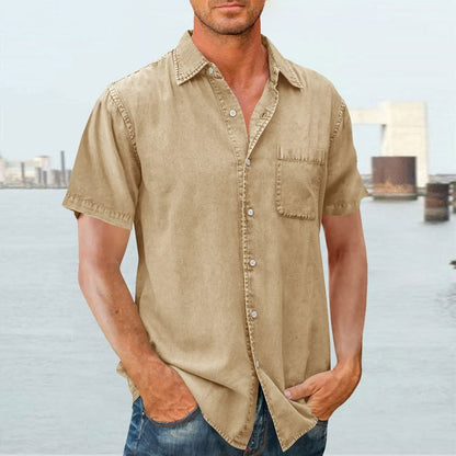 Chemise homme manches courtes – Coupe décontractée – Tissu respirant – Col classique