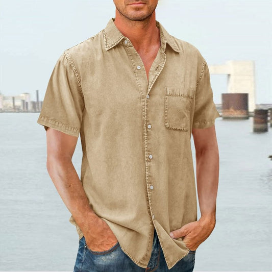 Chemise homme manches courtes – Coupe décontractée – Tissu respirant – Col classique