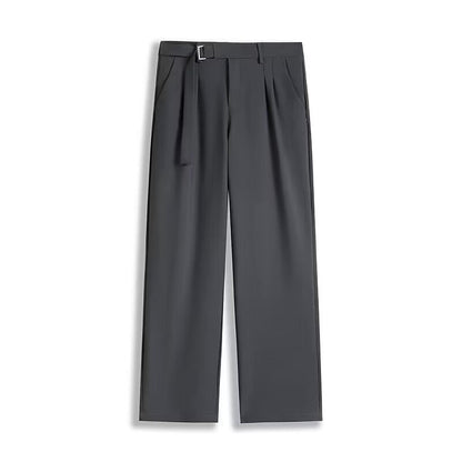 Men's straight pants – Relaxed fit – Breathable fabric – Belted waist – Pockets