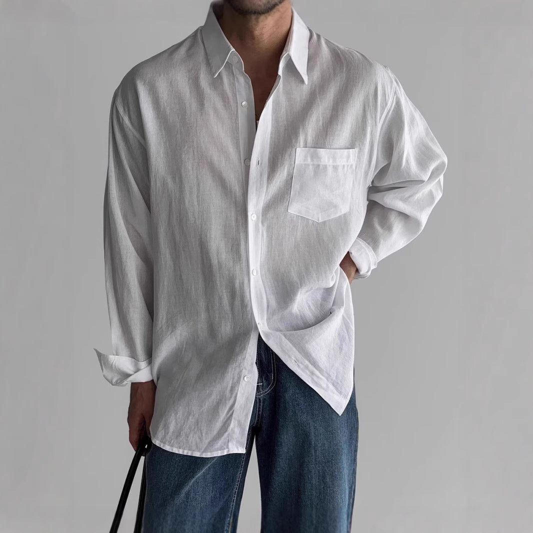 Men's shirt – Relaxed fit – Long sleeves – Breathable fabric – Classic button closure