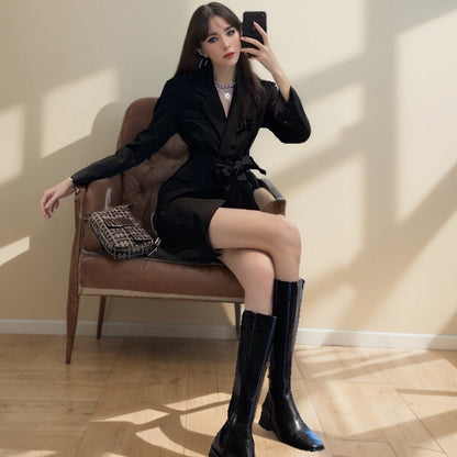 Veste femme – Coupe cintrée – Ceinture à nouer – Manches longues – Décolleté en V