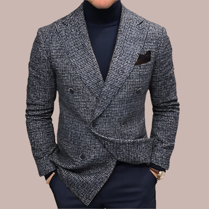 Men's blazer – Slim fit – Double-breasted style – Textured fabric – Formal elegance