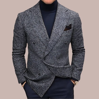 Men's blazer – Slim fit – Double-breasted style – Textured fabric – Formal elegance