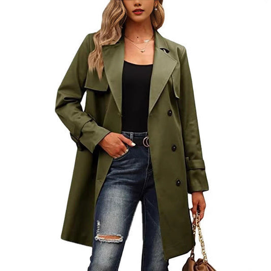Long women's coat – Blended wool – Fitted cut – Elegant double-breasted fastening