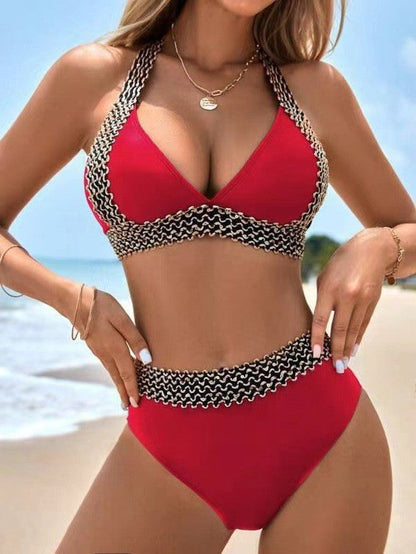 Women's bikini – High waist – Backless halter neckline – Crochet details – Comfortable fit