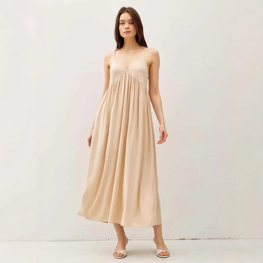 Robe longue femme – Coupe fluide – Bretelles fines – Décolleté en V