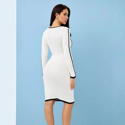 Robe Femme – Maille Douce – Coupe Ajustée – Manches Longues – Design Structuré