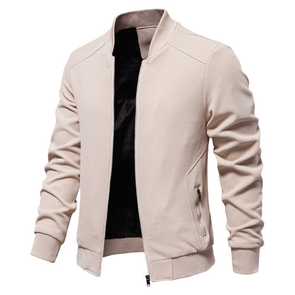 Blouson homme – Coupe slim – Tissu texturé – Fermeture zippée – Finitions côtelées