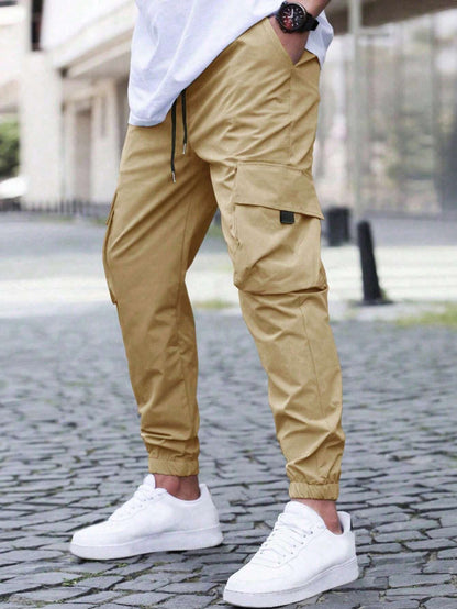 Men's cargo pants – Relaxed fit – Drawstring waist – Elasticated hems