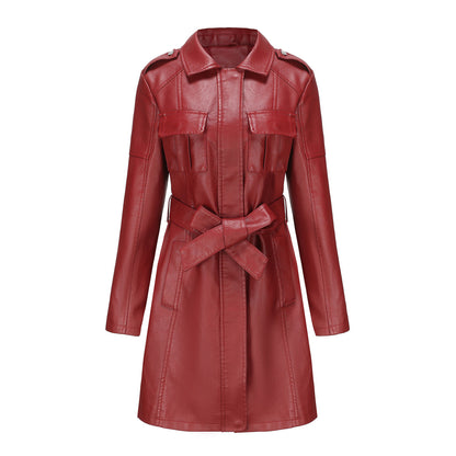 Veste mi-longue femme – Coupe structurée – Col pointu – Épaulette à boutons – Poches multiples