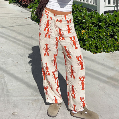 Women's casual pants – Straight cut – Breathable fabric – Playful print