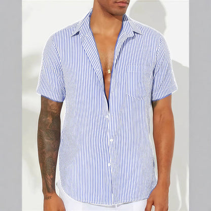 Men's striped shirt – Relaxed fit – Short sleeves – Breathable fabric