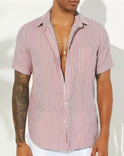 Men's striped shirt – Relaxed fit – Short sleeves – Breathable fabric