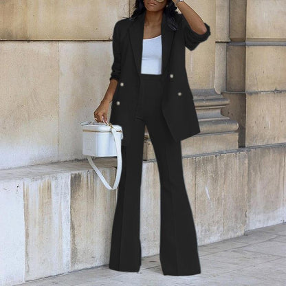 Ensemble Pantalon Blazer Femme – Coupe Décontractée – Taille Haute – Tissu Respirant