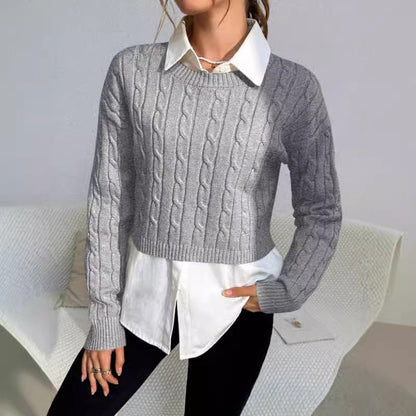 Pull femme – Coupe ajustée – Court – Manches longues