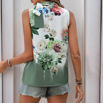 Women's Backless Top – Fitted Cut – Sleeveless – Floral Print