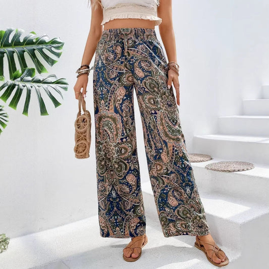 Pantalon femme large – Taille élastique – Tissu respirant – Coupe fluide confortable