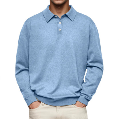 Polo men's long sleeves – Soft knit – Relaxed fit – Style casual