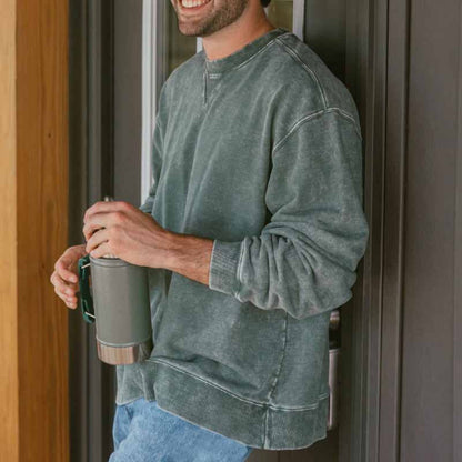 Sweatshirt homme – Coupe décontractée – Tissu doux respirant – Col rond côtelé