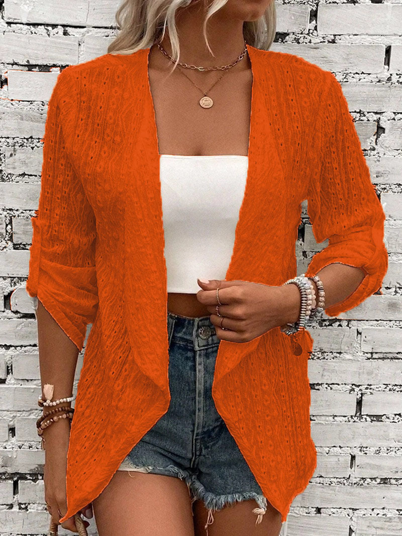 Gilet femme – Coupe ample – Maille ajourée – Ouverture frontale – Style bohème