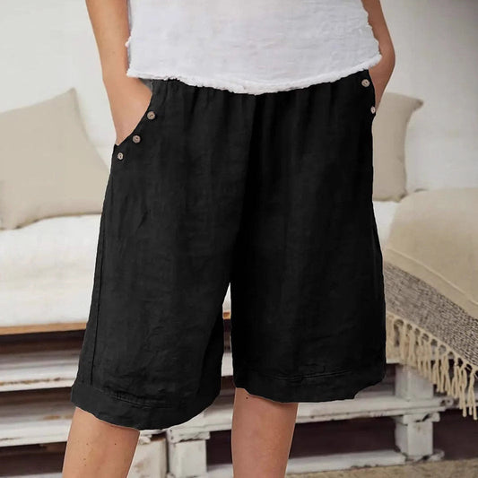 Women's shorts – Relaxed fit – Elastic waist – Breathable natural fibers