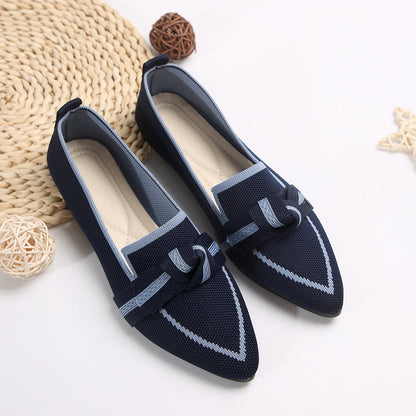 Women's flat shoes – Pointed toe – Soft knit – Elegant slip-on style