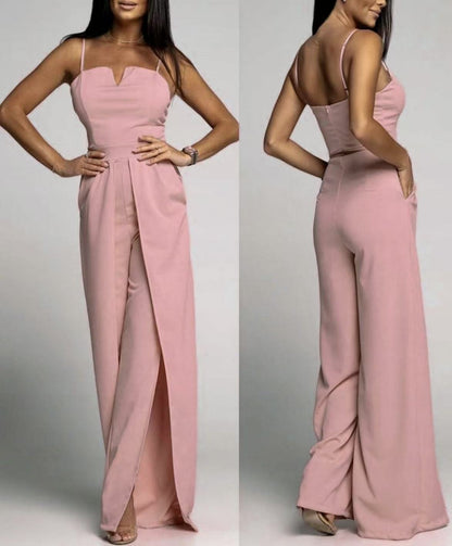 Women's jumpsuit – Strapless – Slim fit – Wide split-leg trousers – Luxury fabric