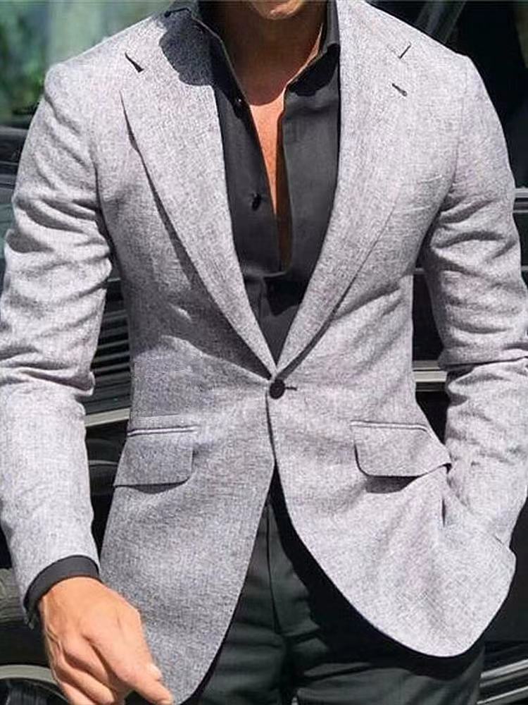Men's blazer – Slim fit – Smooth fabric – Notched lapels – Formal style