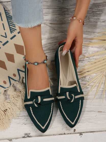 Women's flat shoes – Pointed toe – Soft knit – Elegant slip-on style