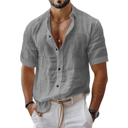 Chemise homme – Coupe décontractée – Tissu respirant – Manches courtes – Col à revers
