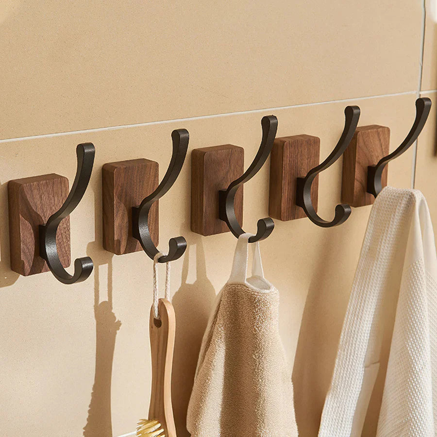Nordic Minimalist Wall Hooks With Wood and Metal Design