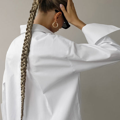 Chemise femme – Coupe oversize – Coton mélangé respirant – Manches longues