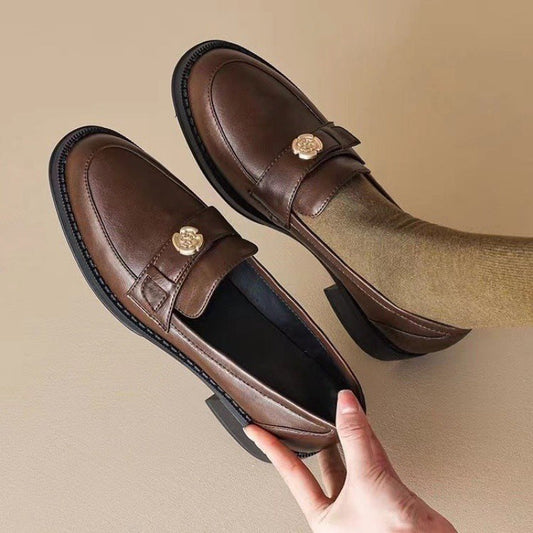 Mocassins femme – Bout rond – Bride penny détail doré – Semelle épaisse