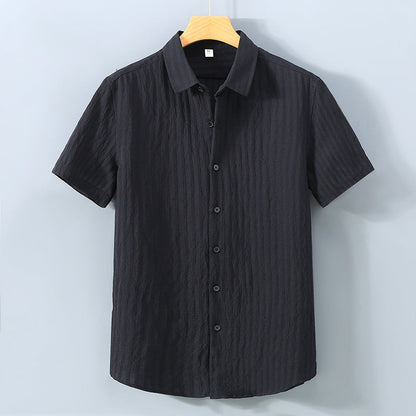 Chemise homme boutonnée – Coupe décontractée – Manches courtes – Tissu texturé respirant