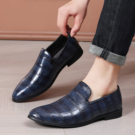 Men's loafers – Classic style – Embossed texture – Dress shoe without laces