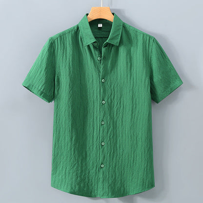 Chemise homme boutonnée – Coupe décontractée – Manches courtes – Tissu texturé respirant