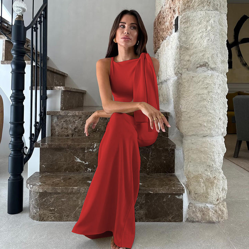 Women's Dress – One-Shoulder – Fitted Cut – Maxi Length – Luxurious Elegant Fabric
