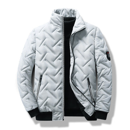 Men's quilted jacket – Slim fit – Stand-up collar – Zipped pockets – Ribbed finish
