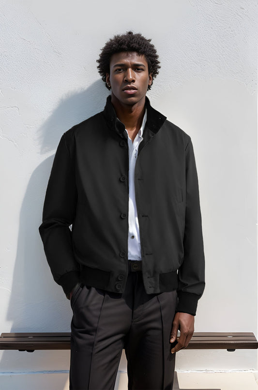 Men's bomber jacket – Slim fit – Lightweight breathable – Front button closure