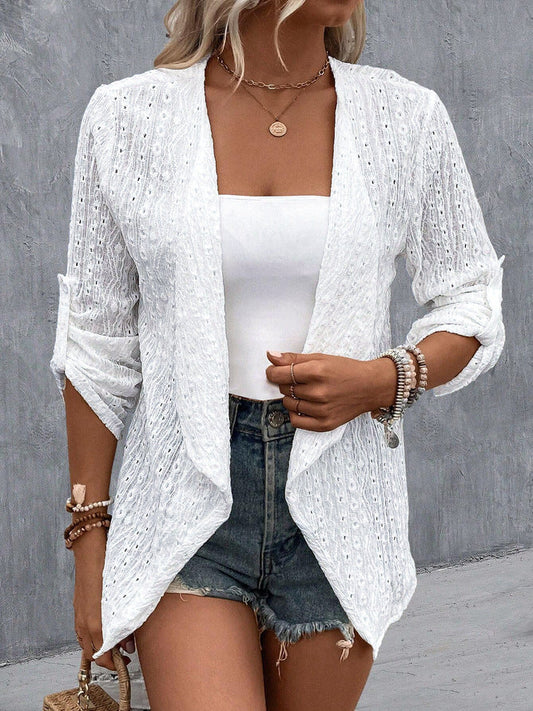 Gilet femme – Coupe ample – Maille ajourée – Ouverture frontale – Style bohème