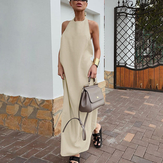 Robe longue femme – Coupe ample fluide – Décolleté dos nu – Linnen coton respirant