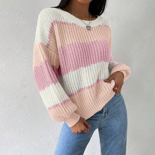 Pull femme – Coupe oversize – Manches longues col rond