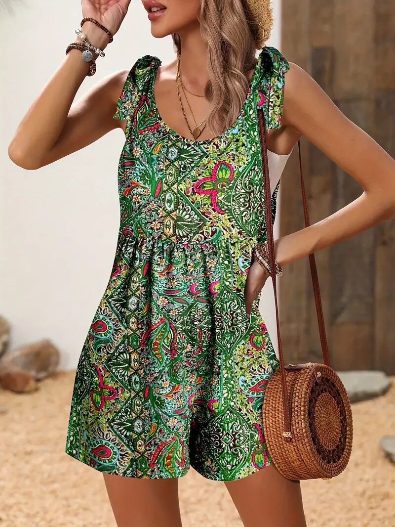Short women's jumpsuit – Sleeveless – Loose fit – Adjustable straps – Breathable fabric