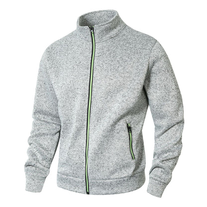 Men's zip-up jacket – Straight fit – Stand-up collar – Zipped pockets – Soft knit