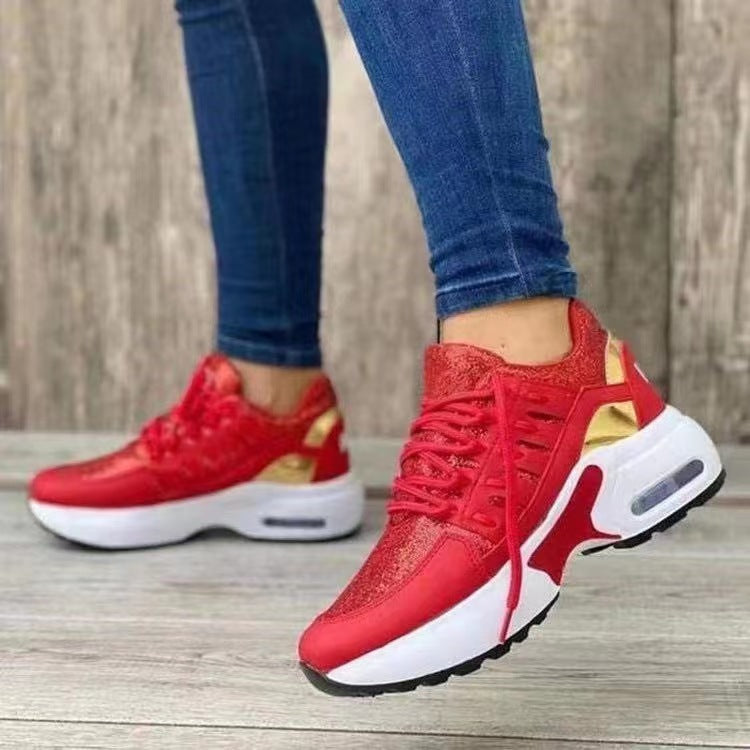 Chaussures de sport femme – Talon compensé – Maille respirante – Lacets confortables