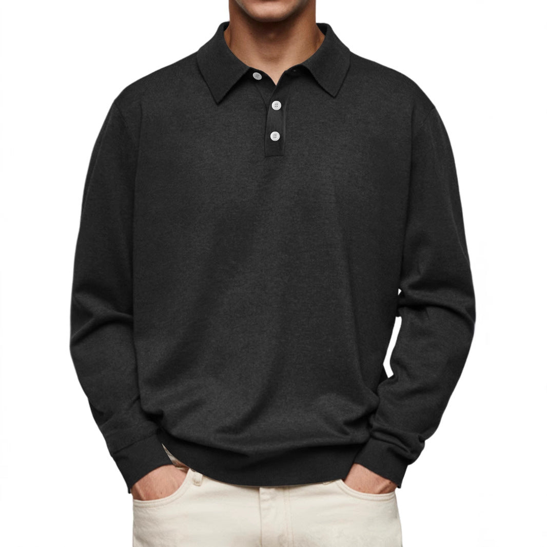 Polo men's long sleeves – Soft knit – Relaxed fit – Style casual