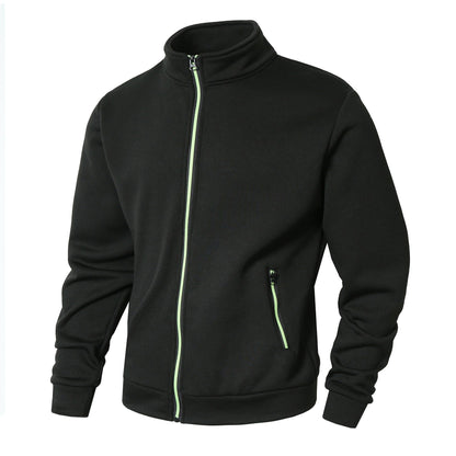 Men's zip-up jacket – Straight fit – Stand-up collar – Zipped pockets – Soft knit
